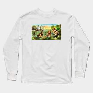 19th C. Mermaids at Ship Wreck Long Sleeve T-Shirt